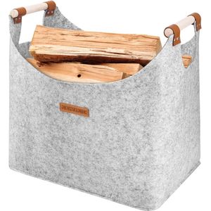 Extra Dik Vilt Brandhoutmand - Opvouwbare Vilten Tas voor Brandhout en Meer - Lichtgrijs blanket basket