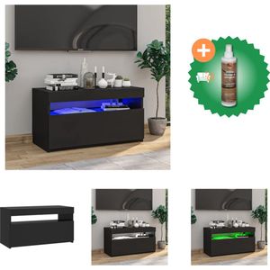vidaXL Tv-meubel met LED-verlichting 75x35x40 cm zwart - Kast - Inclusief Houtreiniger en verfrisser