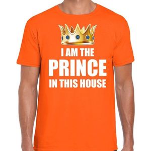 Koningsdag t-shirt Im the prince in this house oranje voor heren - Woningsdag - thuisblijvers / Kingsday thuis vieren S