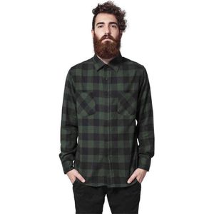 Urban Classics Overhemd -L- Checked Flanell Zwart/Groen