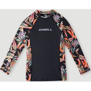 O'Neill - UV-Zwemshirt met lange mouwen voor meisjes - UPF50+ - Printed Skin - Black Tropical Flower - maat 8 (133-141CM)