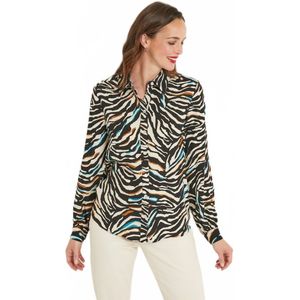 Lange blouse met zebraprint en knoopsluiting
