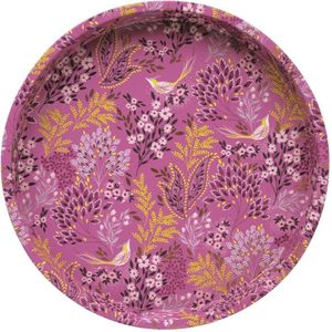 Sara Miller London - Dienblad Haveli Garden - Zangvogels - Roze - Blik - Rond - Ø 31 cm