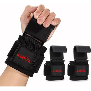 Gewichthefhaken zware polsbanden voor gewichtheffen - Met 8 mm dikke vulling - Voor deadlift, powerlifting, optrekstang en halter - 1 paar