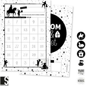 Sinterklaas aftelposter | Welkom Sint & Piet | Suede design aftelkalender A4