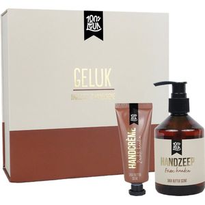 100%LEUK - Luxe cadeaubox 'Geluk zit in kleine dingen' - Cadeaupakket - handzeep en handcrème
