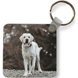 Sleutelhanger - Uitdeelcadeautjes - Een witte Labrador Retriever op de stenen - Plastic