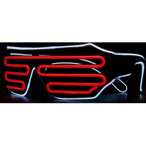 LED Bril Shutter - Rood Wit - Lichtgevende Bril - Feestbril - Partybril - Festival Bril
