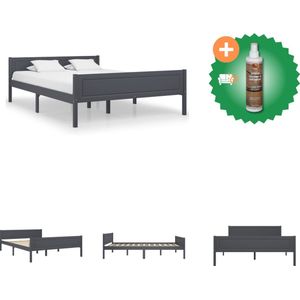 vidaXL Bedframe - Moderne en Coole Slaapkamer - Hout - 206x166x63 cm - Grijs - Montage vereist - Bed - Inclusief Houtreiniger en verfrisser