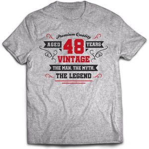 48 Jaar Legend - Feest kado T-Shirt Heren / Dames - Antraciet Grijs / Rood - Perfect Verjaardag Cadeau Shirt - grappige Spreuken, Zinnen en Teksten. Maat 3XL