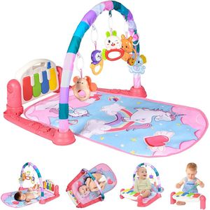 Baby Speelkleed Met Boog - Babyspeelgoed 0 Jaar - Kinderspeelgoed 1 Jaar - Speelmat - Babygym - Speelmat - Roze