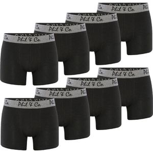 Phil & Co Zwarte Boxershorts Heren Multipack Zwart 8-Pack - Maat 4XL | Onderbroek