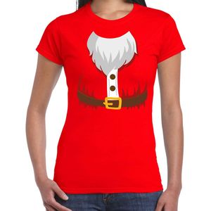 Kerstkostuum Kerstman verkleed t-shirt - rood - dames - Kerstkostuum / Kerst outfit XS