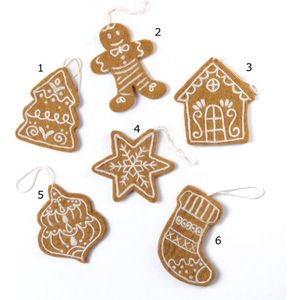 Hanger Vilt - Gingerbread Cookies / Gemberbrood Koekjes - 9,5x7,5cm - Fairtrade - NR 1