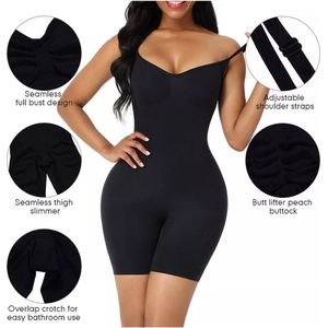 Wow Peach - Full Bodysuit met plas gat - Seamless - Shapewear - Shaper - Corrigende ondergoed - Butt & Chest Lift - Zwart - Maat: X-Large