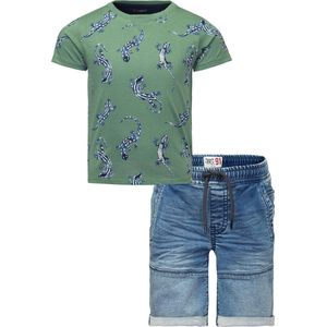 Noppies - Kledingset - 2delig - Broek Jeans Glasgow Blauw - Shirt Gagnoa Dark Ivy - Maat 128