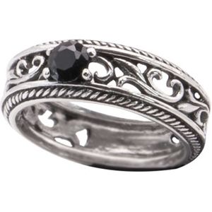 etNox Princess Ring zwart-zilverkleurig 58 Zilver - Basics, Gothic, Rock wear