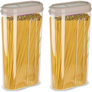 Plasticforte Voedselcontainer strooibus - 2x - beige - 2350 ml - kunststof - voorraadpotten