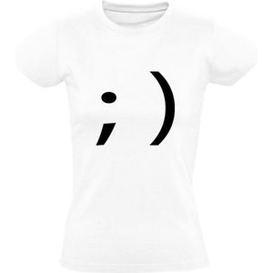 Knipoog smiley Dames T-shirt - emoticon - blij - glimlach - vrolijk