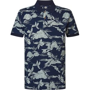 Petrol Industries - Heren Botanical Polo Summerleaf - Blauw - Maat XL