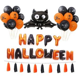 Festivz Halloween Set Vleermuis - Halloween Decoratie – Feestversiering - Papieren Confetti – Oranje - Zwart - Wit - Feest