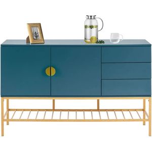 ByBusby® Stijlvolle Dressoir - Woonkamer Kast - Tv Meubel - Blauw en Goud
