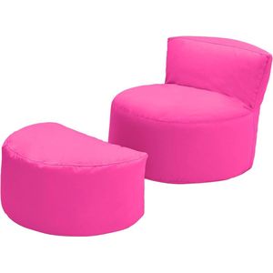 Zitzak stoel met voetenbank, voor binnen en buiten, woonkamer, gamingzitzak, lage rugleuning, waterbestendig, kleine meubels, ergonomisch design, lichaamsondersteuning (roze)