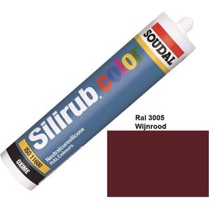 Soudal Silirub Color - Siliconekit - Montagekit - ook voor sanitaire ruimten - koker 310 ml - RAL 3005 - Wijnrood