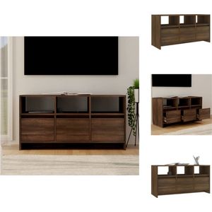 vidaXL TV-meubel - stabiliteit en duurzaamheid - laden en schappen - bruineiken - spaanplaat - 102 x 37.5 x 52.5 cm - montage vereist - Kast