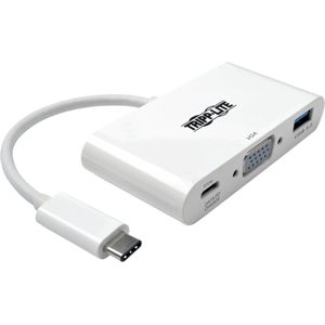 Tripp-Lite U444-06N-VU-C USB 3.1 Gen 1 USB-C to VGA Adapter with USB-A and USB-C PD Charging Ports, Thunderbolt 3 Compatible, 1080p TrippLite