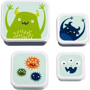 A Little Lovely Company - Brooddoos - Broodtrommel - Lunch & snack box set van 4 - Monsters