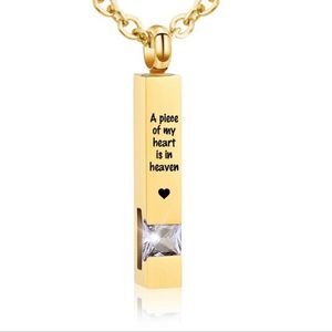 Luxe Ashanger | Met Ketting En Gravering | A Piece Of My Heart Is In Heaven | Assieraad | Goud Met Witte Steen | As Ketting | Gedenksieraad | Urn | Incl. As vuller