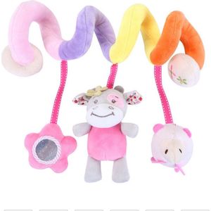Bo & Mila - Boxspiraal Koe - Roze - Kinderwagen Speeltje - Activiteitenspiraal - Autostoel Speelgoed - Baby - Maxi Cosi Spiraal