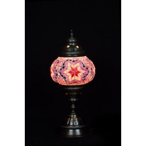 Turkse Lamp - Tafellamp - Mozaïek Lamp - Marokkaanse Lamp - Oosters Lamp - ZENIQUE - Authentiek - Handgemaakt - Roze