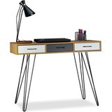 Relaxdays designer bureau modern - 3 lades - computertafel - werktafel - laptoptafel