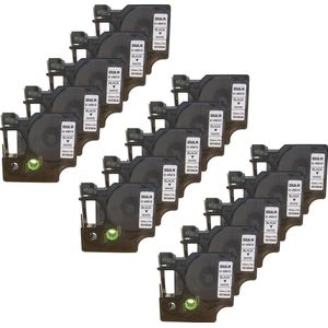 DULA® Plastic Labels D1 45013 voor Dymo LabelManager - Zwart op Wit - 12 mm x 7 m - S0720530 Label Tape - 15 Stuks