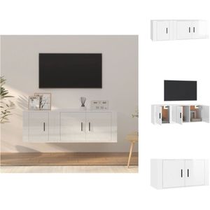 vidaXL Klassieke Televisiekastenset - Tv-meubel- 80 x 34.5 x 40 cm - Tv-meubel- 40 x 34.5 x 40 cm - Hoogglans wit - Kast