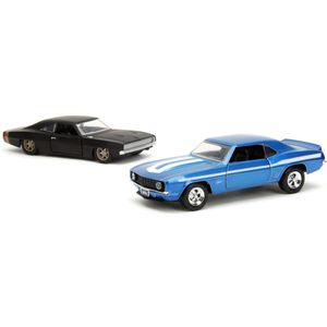 The Fast and The Furious duo pack modelauto 1:32 Chevrolet Camaro + Dodge Charger widebody