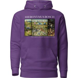 Hieronymus Bosch 'De Tuin der Lusten' (""The Garden of Earthly Delights"") Beroemd Schilderij Hoodie | Unisex Premium Kunst Hoodie | Paars | XL