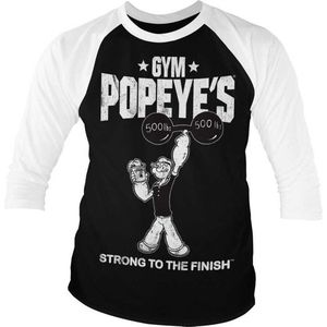 Popeye Raglan top -XL- Strong To The Finish Zwart/Wit