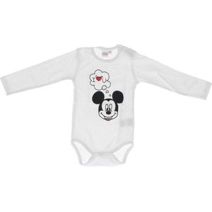 Disney Mickey Mouse – I Love You - Unisex Baby Body Lange mouwen - wit - Maat  62-68