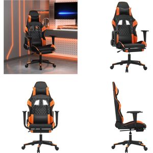 vidaXL Gamestoel met voetensteun kunstleer zwart en oranje - Gamingstoel - Gamingstoelen - Televisiestoel - Racingstoel