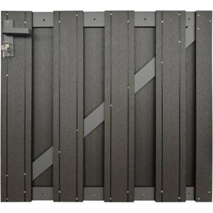 Tuinhek poort composiet Stijl antraciet met antraciet frame incl. hang- en sluitwerk (100 x 93,5 cm)