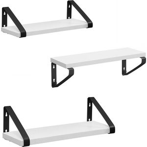 zwevende planken - Set van 3 - Industriële Wandplanken - Wit zwart