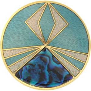 Behave® Broche rond vintage blauw emaille