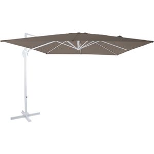 AXI Nima Zweefparasol 300x300 Wit/taupe – Gepoedercoat aluminium frame met kruisvoet – 360° Draaibaar - Kantelbaar – UV werend doek