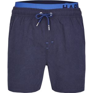 Happy Shorts Zwemshorts Heren Dubbele Waistband Effen Navy Blauw - Maat XL - Zwembroek