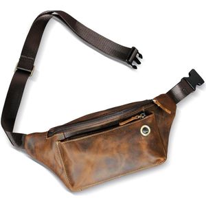 Mobiele-telefoonhouder Fanny Waist Pack voor dames en heren - waterdicht - loopriem wandelriem - verstelbare looptas telefoontas - 100%-echt leer - Vintage Retro Elegant