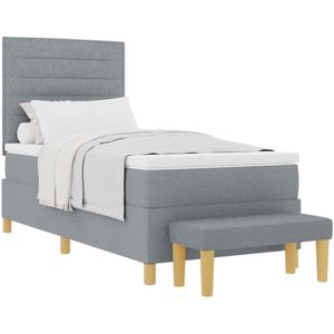 vidaXL - Boxspring - Bed - met - Matras - & - Bank - Lichtgrijs - 100x200 - cm - Stof