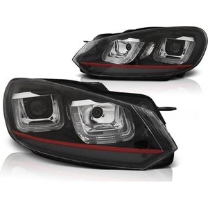 Koplampen dagrijlicht VW GOLF 6 08-12 U-TYPE ZWART ROOD LINE DRL